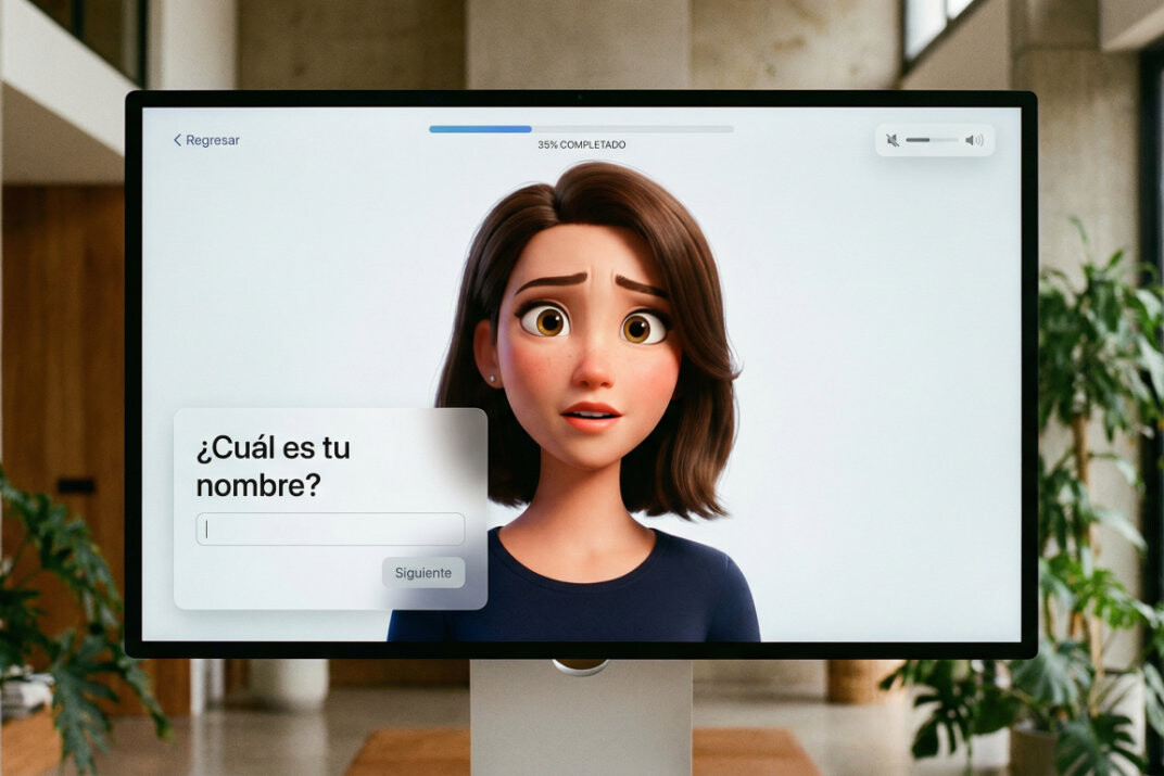 Quizes, cuestionario por mujer 3D, preguntando para conocer al usuario